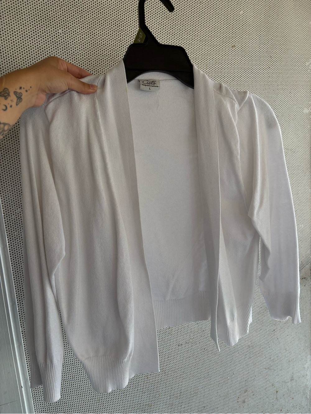 cleo white open-front lightweight women’s cardigan